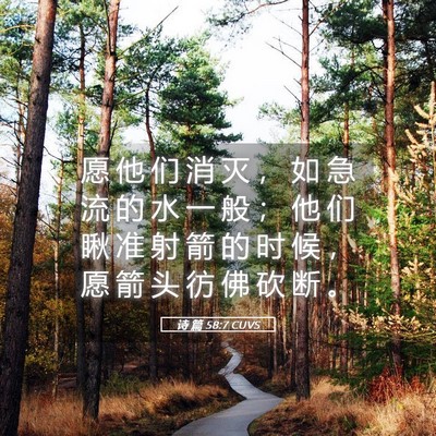 Picture 05 - 诗 篇 58:7 CUVS - 愿 他 们 消 灭 ， 如 急 流 的 水 一 - Bible Verse Picture