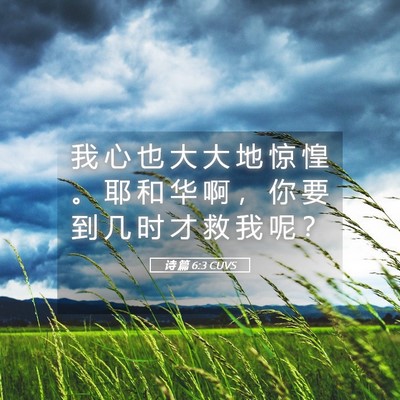 Picture 05 - 诗 篇 6:3 CUVS - 我 心 也 大 大 地 惊 惶 。 耶 和 华 - Bible Verse Picture