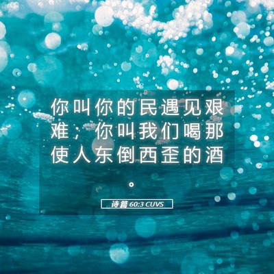 Picture 05 - 诗 篇 60:3 CUVS - 你 叫 你 的 民 遇 见 艰 难 ； 你 叫 - Bible Verse Picture