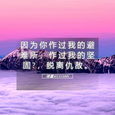 Picture 05 - 诗 篇 61:3 CUVS - 因 为 你 作 过 我 的 避 难 所 ， 作 - Bible Verse Picture