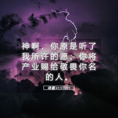Picture 05 - 诗 篇 61:5 CUVS - 神 啊 ， 你 原 是 听 了 我 所 许 的 - Bible Verse Picture