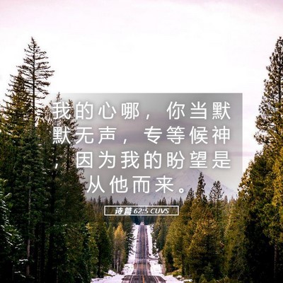 Picture 05 - 诗 篇 62:5 CUVS - 我 的 心 哪 ， 你 当 默 默 无 声 ， - Bible Verse Picture