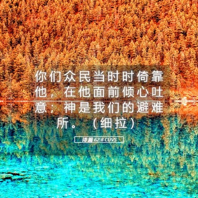 Picture 05 - 诗 篇 62:8 CUVS - 你 们 众 民 当 时 时 倚 靠 他 ， 在 - Bible Verse Picture