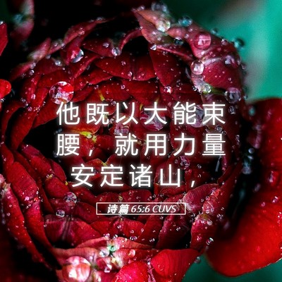 Picture 05 - 诗 篇 65:6 CUVS - 他 既 以 大 能 束 腰 ， 就 用 力 量 - Bible Verse Picture