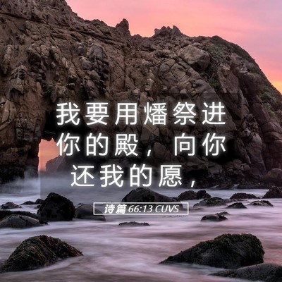 Picture 05 - 诗 篇 66:13 CUVS - 我 要 用 燔 祭 进 你 的 殿 ， 向 你 - Bible Verse Picture