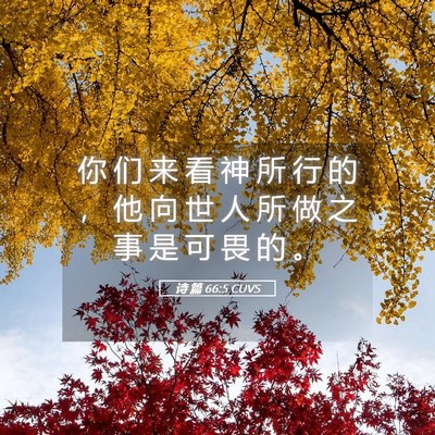 Picture 05 - 诗 篇 66:5 CUVS - 你 们 来 看 神 所 行 的 ， 他 向 世 - Bible Verse Picture