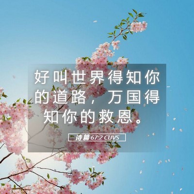Picture 05 - 诗 篇 67:2 CUVS - 好 叫 世 界 得 知 你 的 道 路 ， 万 - Bible Verse Picture