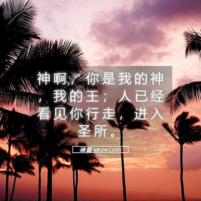Picture 05 - 诗 篇 68:24 CUVS - 神 啊 ， 你 是 我 的 神 ， 我 的 王 - Bible Verse Picture