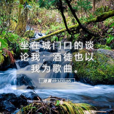 Picture 05 - 诗 篇 69:12 CUVS - 坐 在 城 门 口 的 谈 论 我 ； 酒 徒 - Bible Verse Picture