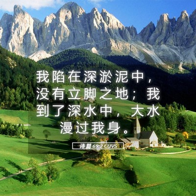Picture 05 - 诗 篇 69:2 CUVS - 我 陷 在 深 淤 泥 中 ， 没 有 立 脚 - Bible Verse Picture