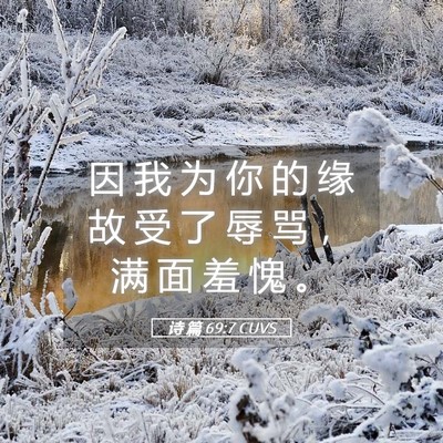 Picture 05 - 诗 篇 69:7 CUVS - 因 我 为 你 的 缘 故 受 了 辱 骂 ， - Bible Verse Picture