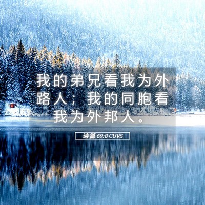 Picture 05 - 诗 篇 69:8 CUVS - 我 的 弟 兄 看 我 为 外 路 人 ； 我 - Bible Verse Picture