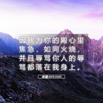 Picture 05 - 诗 篇 69:9 CUVS - 因 我 为 你 的 殿 心 里 焦 急 ， 如 - Bible Verse Picture