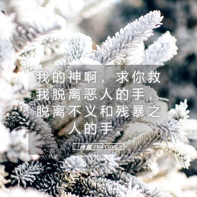 Picture 05 - 诗 篇 71:4 CUVS - 我 的 神 啊 ， 求 你 救 我 脱 离 恶 - Bible Verse Picture
