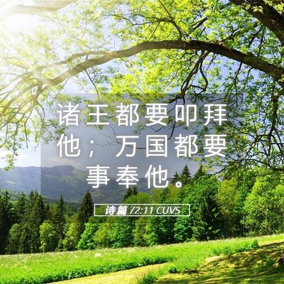 Picture 05 - 诗 篇 72:11 CUVS - 诸 王 都 要 叩 拜 他 ； 万 国 都 要 - Bible Verse Picture