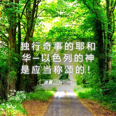 Picture 05 - 诗 篇 72:18 CUVS - 独 行 奇 事 的 耶 和 华 ─ 以 色 列 - Bible Verse Picture