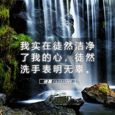 Picture 05 - 诗 篇 73:13 CUVS - 我 实 在 徒 然 洁 净 了 我 的 心 ， - Bible Verse Picture