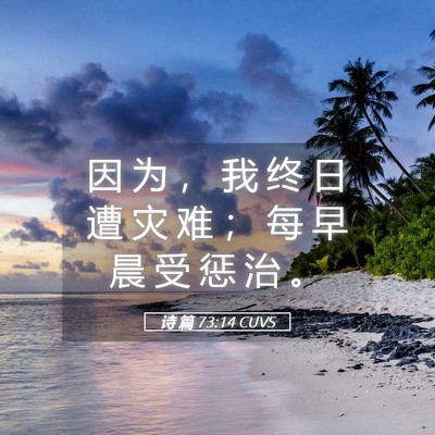 Picture 05 - 诗 篇 73:14 CUVS - 因 为 ， 我 终 日 遭 灾 难 ； 每 早 - Bible Verse Picture