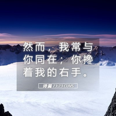 Picture 05 - 诗 篇 73:23 CUVS - 然 而 ， 我 常 与 你 同 在 ； 你 搀 - Bible Verse Picture