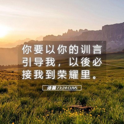 Picture 05 - 诗 篇 73:24 CUVS - 你 要 以 你 的 训 言 引 导 我 ， 以 - Bible Verse Picture