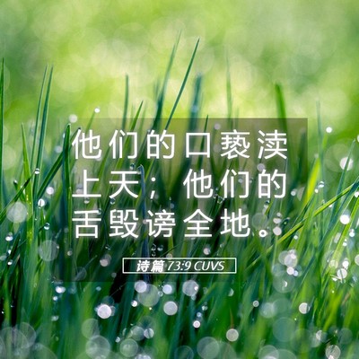 Picture 05 - 诗 篇 73:9 CUVS - 他 们 的 口 亵 渎 上 天 ； 他 们 的 - Bible Verse Picture