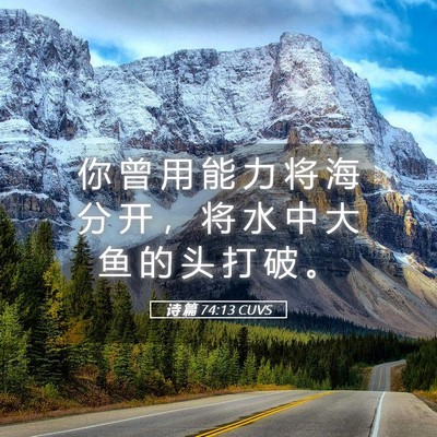 Picture 05 - 诗 篇 74:13 CUVS - 你 曾 用 能 力 将 海 分 开 ， 将 水 - Bible Verse Picture