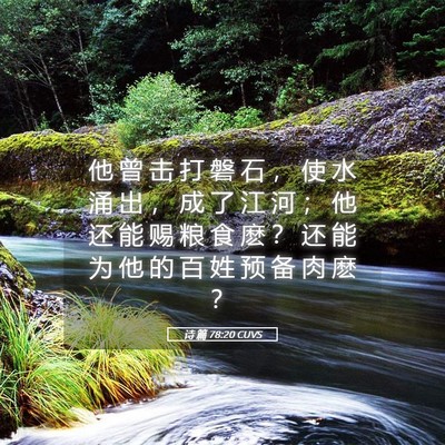Picture 05 - 诗 篇 78:20 CUVS - 他 曾 击 打 磐 石 ， 使 水 涌 出 ， - Bible Verse Picture
