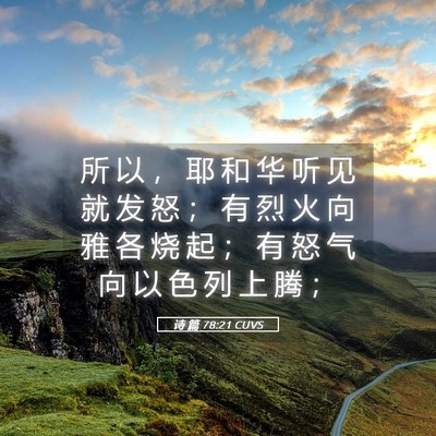 Picture 05 - 诗 篇 78:21 CUVS - 所 以 ， 耶 和 华 听 见 就 发 怒 ； - Bible Verse Picture