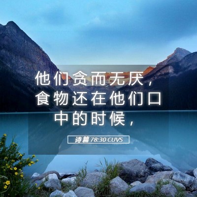Picture 05 - 诗 篇 78:30 CUVS - 他 们 贪 而 无 厌 ， 食 物 还 在 他 - Bible Verse Picture