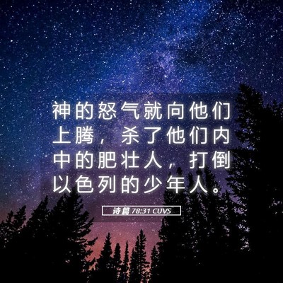Picture 05 - 诗 篇 78:31 CUVS - 神 的 怒 气 就 向 他 们 上 腾 ， 杀 - Bible Verse Picture