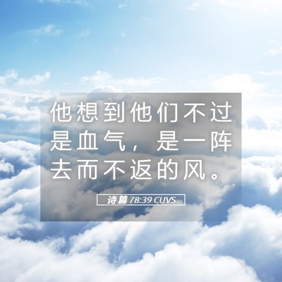 Picture 05 - 诗 篇 78:39 CUVS - 他 想 到 他 们 不 过 是 血 气 ， 是 - Bible Verse Picture