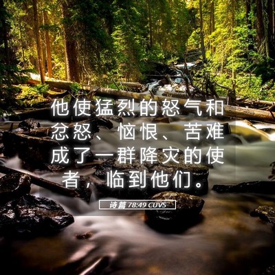 Picture 05 - 诗 篇 78:49 CUVS - 他 使 猛 烈 的 怒 气 和 忿 怒 、 恼 - Bible Verse Picture