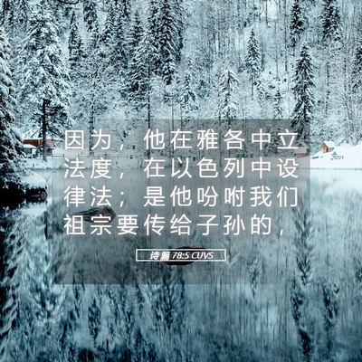 Picture 05 - 诗 篇 78:5 CUVS - 因 为 ， 他 在 雅 各 中 立 法 度 ， - Bible Verse Picture