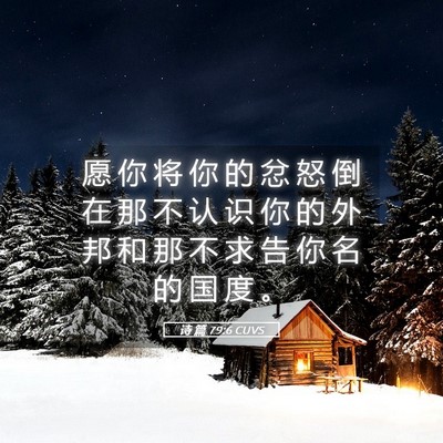 Picture 05 - 诗 篇 79:6 CUVS - 愿 你 将 你 的 忿 怒 倒 在 那 不 认 - Bible Verse Picture