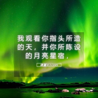 Picture 05 - 诗 篇 8:3 CUVS - 我 观 看 你 指 头 所 造 的 天 ， 并 - Bible Verse Picture