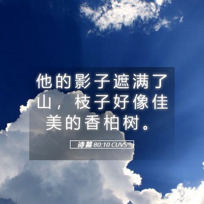 Picture 05 - 诗 篇 80:10 CUVS - 他 的 影 子 遮 满 了 山 ， 枝 子 好 - Bible Verse Picture
