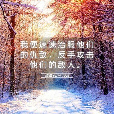 Picture 05 - 诗 篇 81:14 CUVS - 我 便 速 速 治 服 他 们 的 仇 敌 ， - Bible Verse Picture