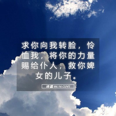 Picture 05 - 诗 篇 86:16 CUVS - 求 你 向 我 转 脸 ， 怜 恤 我 ， 将 - Bible Verse Picture