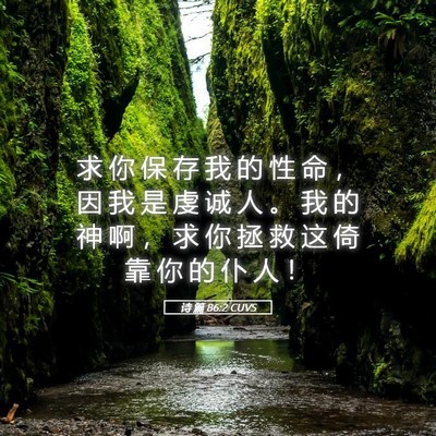 Picture 05 - 诗 篇 86:2 CUVS - 求 你 保 存 我 的 性 命 ， 因 我 是 - Bible Verse Picture
