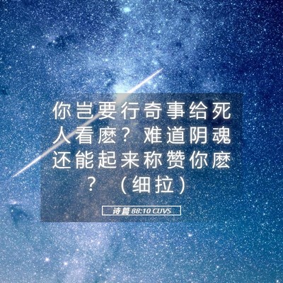 Picture 05 - 诗 篇 88:10 CUVS - 你 岂 要 行 奇 事 给 死 人 看 麽 ？ - Bible Verse Picture