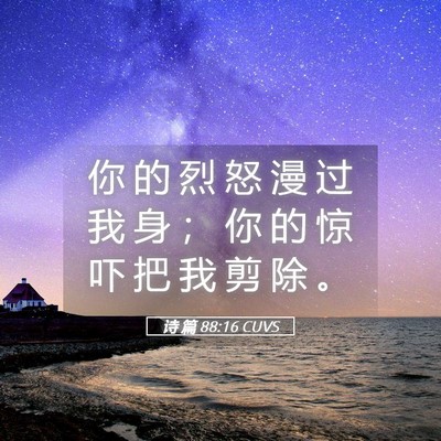 Picture 05 - 诗 篇 88:16 CUVS - 你 的 烈 怒 漫 过 我 身 ； 你 的 惊 - Bible Verse Picture