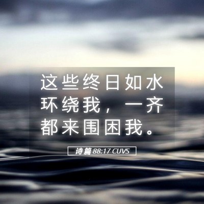 Picture 05 - 诗 篇 88:17 CUVS - 这 些 终 日 如 水 环 绕 我 ， 一 齐 - Bible Verse Picture
