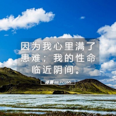 Picture 05 - 诗 篇 88:3 CUVS - 因 为 我 心 里 满 了 患 难 ； 我 的 - Bible Verse Picture