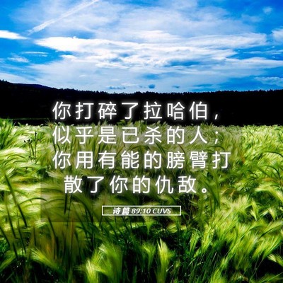 Picture 05 - 诗 篇 89:10 CUVS - 你 打 碎 了 拉 哈 伯 ， 似 乎 是 已 - Bible Verse Picture