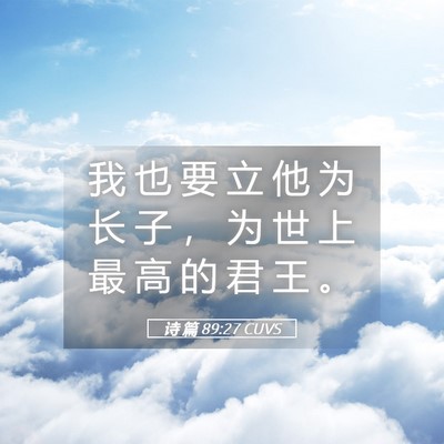 Picture 05 - 诗 篇 89:27 CUVS - 我 也 要 立 他 为 长 子 ， 为 世 上 - Bible Verse Picture