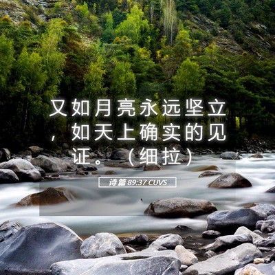 Picture 05 - 诗 篇 89:37 CUVS - 又 如 月 亮 永 远 坚 立 ， 如 天 上 - Bible Verse Picture