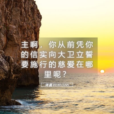 Picture 05 - 诗 篇 89:49 CUVS - 主 啊 ， 你 从 前 凭 你 的 信 实 向 - Bible Verse Picture