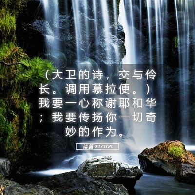 Picture 05 - 诗 篇 9:1 CUVS - （ 大 卫 的 诗 ， 交 与 伶 长 。 调 - Bible Verse Picture