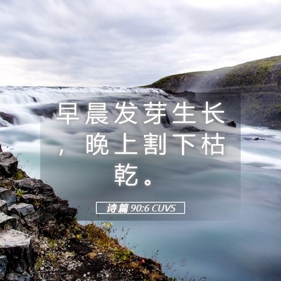 Picture 05 - 诗 篇 90:6 CUVS - 早 晨 发 芽 生 长 ， 晚 上 割 下 枯 - Bible Verse Picture