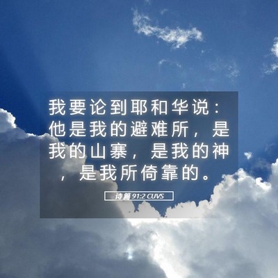 Picture 05 - 诗 篇 91:2 CUVS - 我 要 论 到 耶 和 华 说 ： 他 是 我 - Bible Verse Picture